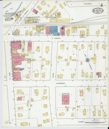 Sanborn Fire Insurance Map from Blissfield, Lenawee County, Michigan (1919), Sheet #0004 - Complete Map Set gallery image, historic Sanborn map, vintage wall art, Michigan Michigan