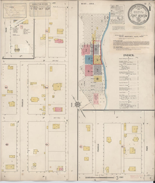 Sanborn Fire Insurance Map from Fort Benton, Chouteau County, Montana (1939), Sheet #0001 - Complete Map Set gallery image, historic Sanborn map, vintage wall art, Montana Montana