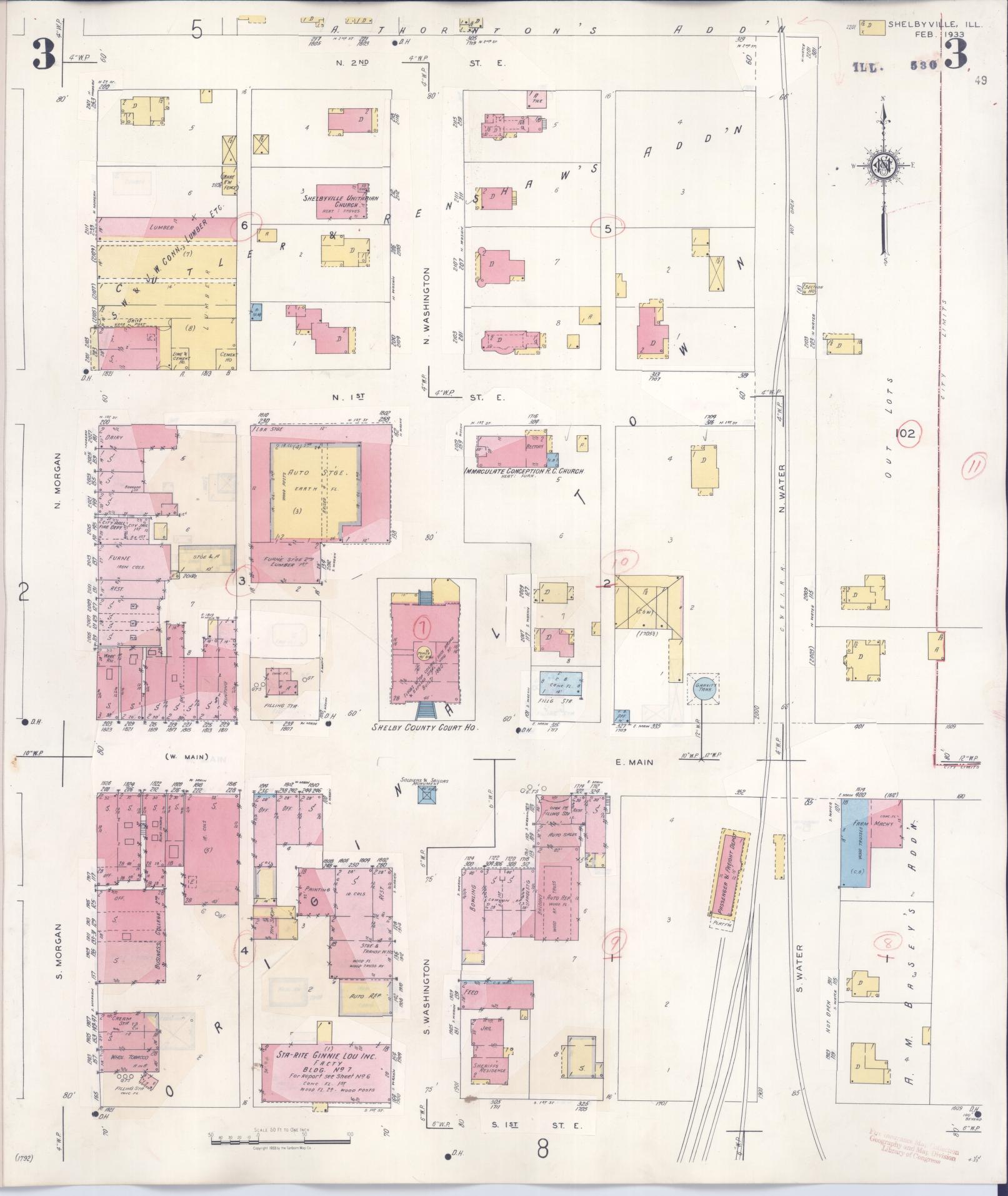 Sanborn Fire Insurance Map from Shelbyville, Shelby County, Illinois (1941), Sheet #0003 - Complete Map Set gallery image, historic Sanborn map, vintage wall art, Illinois Illinois
