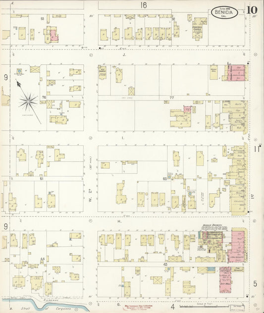 Sanborn Fire Insurance Map from Benicia, Solano County, California (1899), Sheet #0010 - Historic Sanborn Fire Insurance Map Print, vintage old map wall art, antique decor, genealogy gift, California California map
