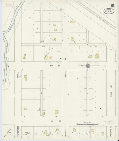 Sanborn Fire Insurance Map from Perry, Noble County, Oklahoma (1913), Sheet #0016 - Complete Map Set gallery image, historic Sanborn map, vintage wall art, Oklahoma Oklahoma