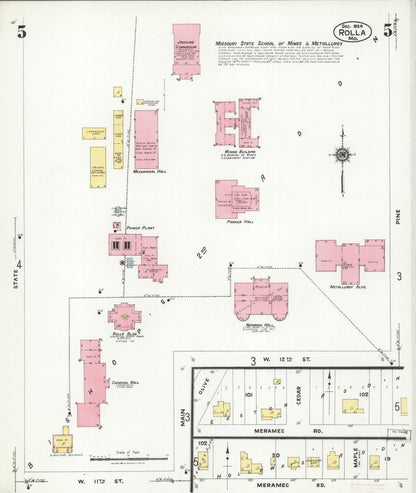 Sanborn Fire Insurance Map from Rolla, Phelps County, Missouri (1924), Sheet #0005 - Complete Map Set gallery image, historic Sanborn map, vintage wall art, Missouri Missouri
