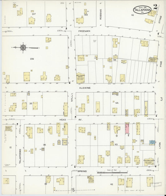 Sanborn Fire Insurance Map from Tallapoosa, Haralson County, Georgia (1914), Sheet #0002 - Historic Sanborn Fire Insurance Map Print, vintage old map wall art, antique decor, genealogy gift, Georgia Georgia map