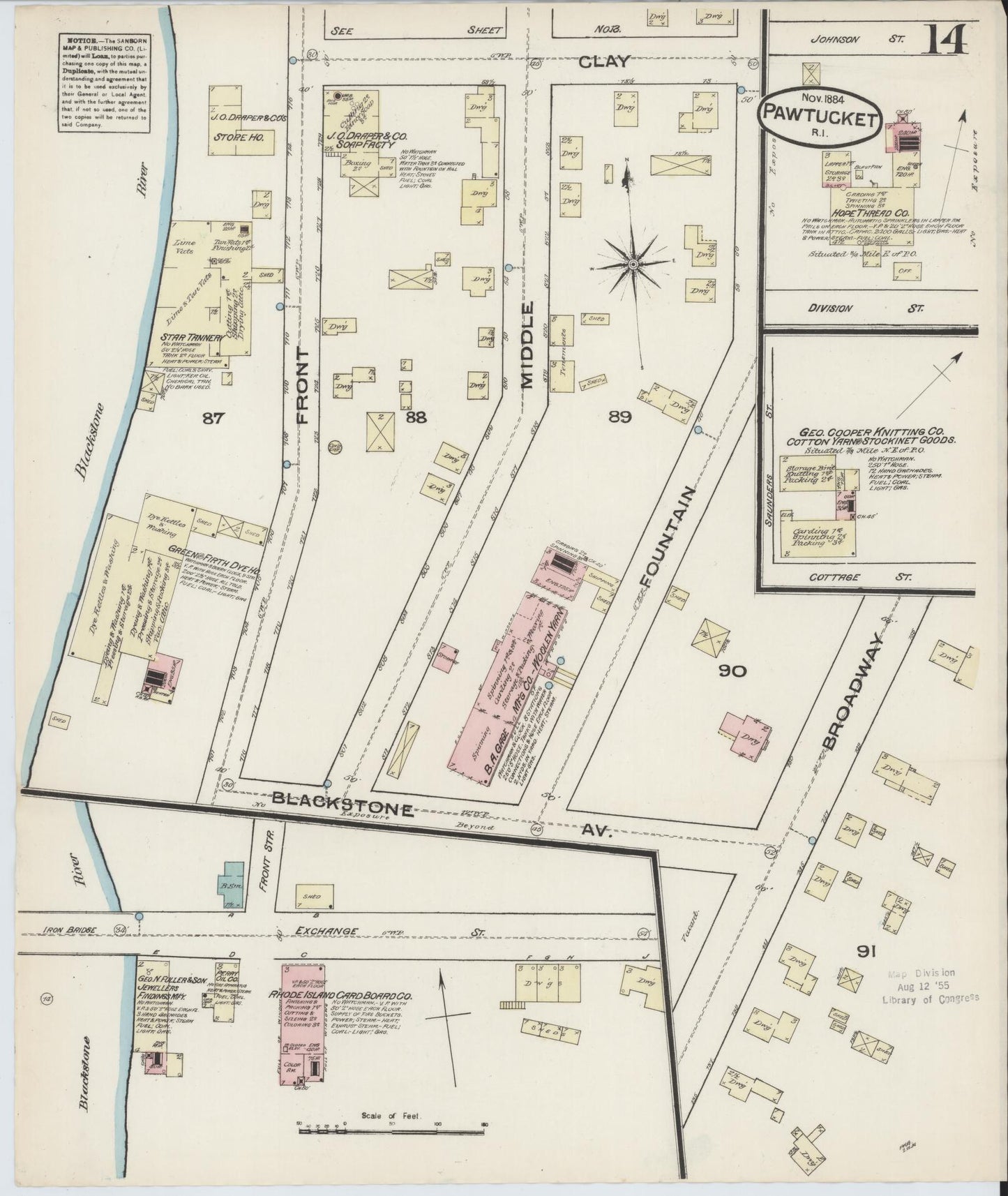 Sanborn Fire Insurance Map from Pawtucket, Providence County, Rhode Island (1884), Sheet #0014 - Complete Map Set gallery image, historic Sanborn map, vintage wall art, Rhode Island Rhode Island