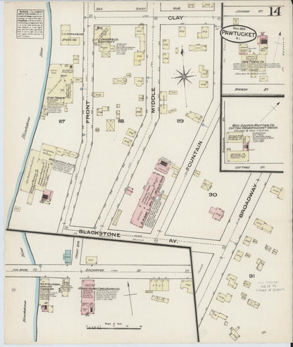 Sanborn Fire Insurance Map from Pawtucket, Providence County, Rhode Island (1884), Sheet #0014 - Complete Map Set gallery image, historic Sanborn map, vintage wall art, Rhode Island Rhode Island