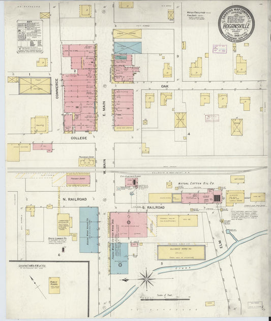 Sanborn Fire Insurance Map from Hogansville, Troup County, Georgia (1909), Sheet #0001 - Historic Sanborn Fire Insurance Map Print, vintage old map wall art, antique decor, genealogy gift, Georgia Georgia map