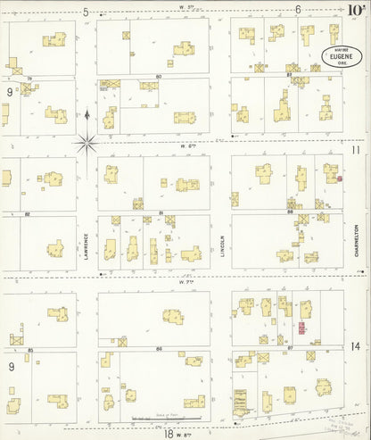 Sanborn Fire Insurance Map from Eugene, Lane County, Oregon (1902), Sheet #0010 - Complete Map Set gallery image, historic Sanborn map, vintage wall art, Oregon Oregon
