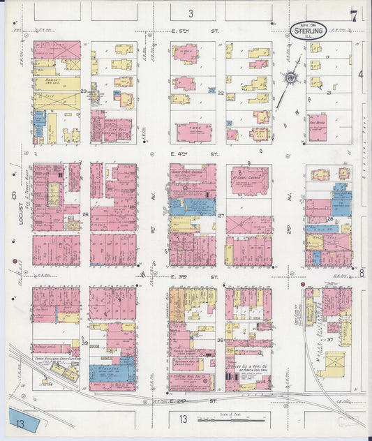 Sanborn Fire Insurance Map from Sterling, Whiteside County, Illinois (1916), Sheet #0007 - Historic Sanborn Fire Insurance Map Print, vintage old map wall art, antique decor, genealogy gift, Illinois Illinois map