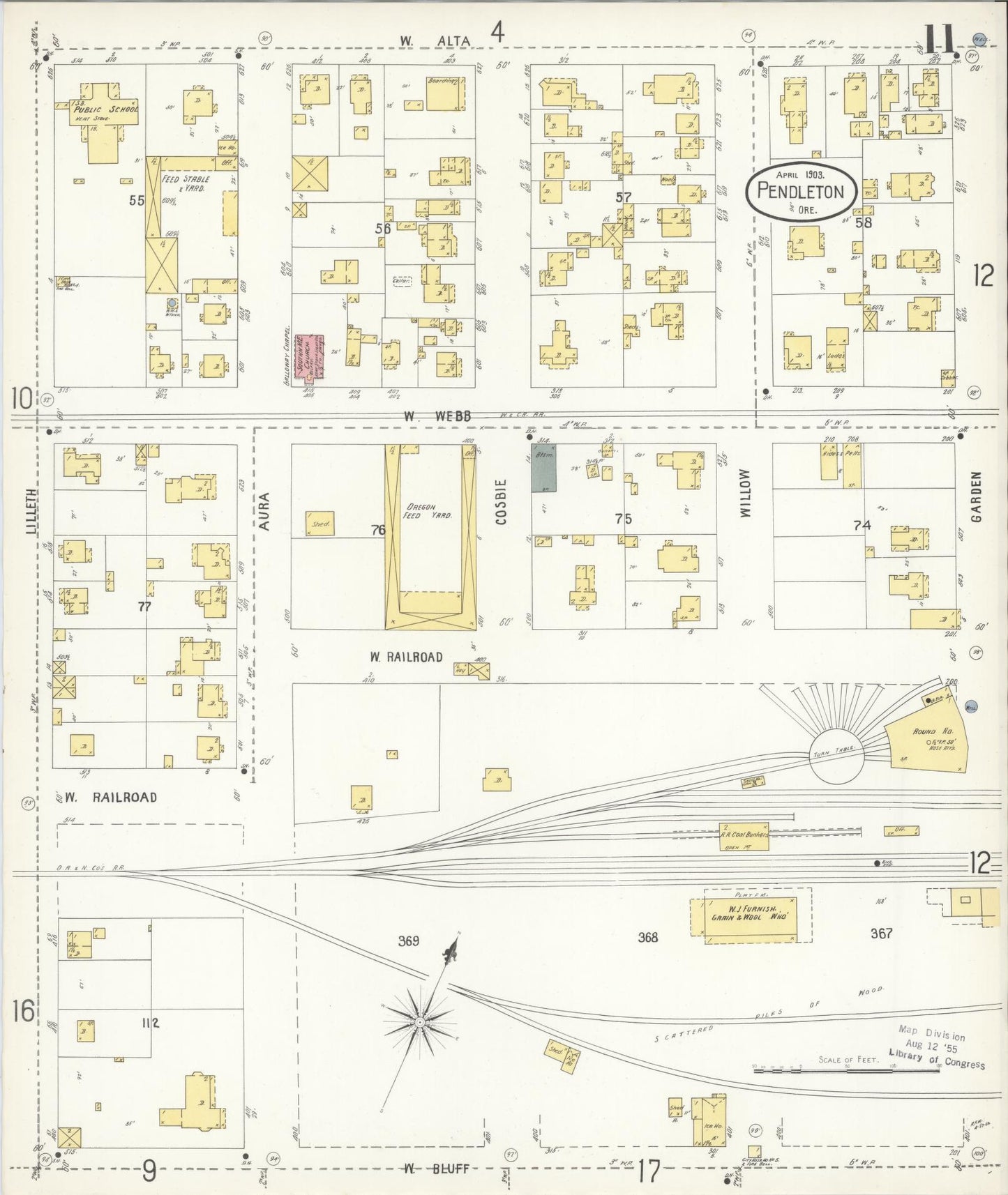 Sanborn Fire Insurance Map from Pendleton, Umatilla County, Oregon (1903), Sheet #0011 - Complete Map Set gallery image, historic Sanborn map, vintage wall art, Oregon Oregon