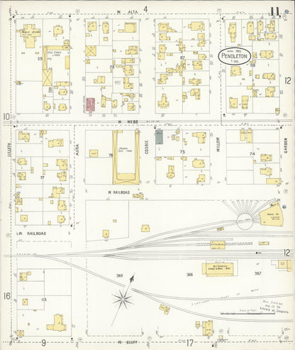 Sanborn Fire Insurance Map from Pendleton, Umatilla County, Oregon (1903), Sheet #0011 - Complete Map Set gallery image, historic Sanborn map, vintage wall art, Oregon Oregon