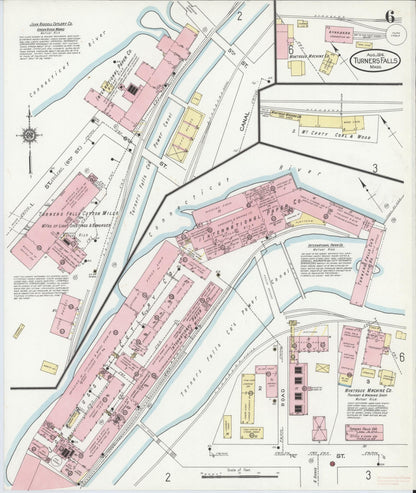 Sanborn Fire Insurance Map from Turners Falls, Franklin County, Massachusetts (1914), Sheet #0006 - Historic Sanborn Fire Insurance Map Print, vintage old map wall art, antique decor, genealogy gift, Massachusetts Massachusetts map