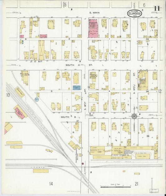 Sanborn Fire Insurance Map from Elwood, Madison County, Indiana (1916), Sheet #0011 - Historic Sanborn Fire Insurance Map Print, vintage old map wall art, antique decor, genealogy gift, Indiana Indiana map