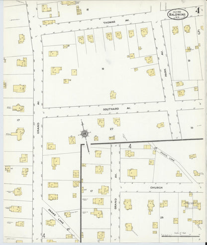 Sanborn Fire Insurance Map from Baldwin, Nassau County, New York (1910), Sheet #0004 - Complete Map Set gallery image, historic Sanborn map, vintage wall art, New York New York