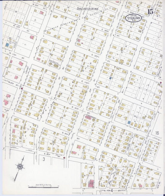 Sanborn Fire Insurance Map from Sterling, Whiteside County, Illinois (1916), Sheet #0015 - Historic Sanborn Fire Insurance Map Print, vintage old map wall art, antique decor, genealogy gift, Illinois Illinois map