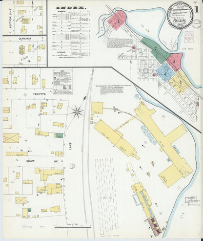 Sanborn Fire Insurance Map from Phillips, Price County, Wisconsin (1901), Sheet #0001 - Historic Sanborn Fire Insurance Map Print, vintage old map wall art, antique decor, genealogy gift, Wisconsin Wisconsin map