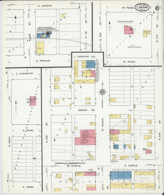 Sanborn Fire Insurance Map from Lamar, Prowers County, Colorado (1919), Sheet #0006 - Historic Sanborn Fire Insurance Map Print, vintage old map wall art, antique decor, genealogy gift, Colorado Colorado map