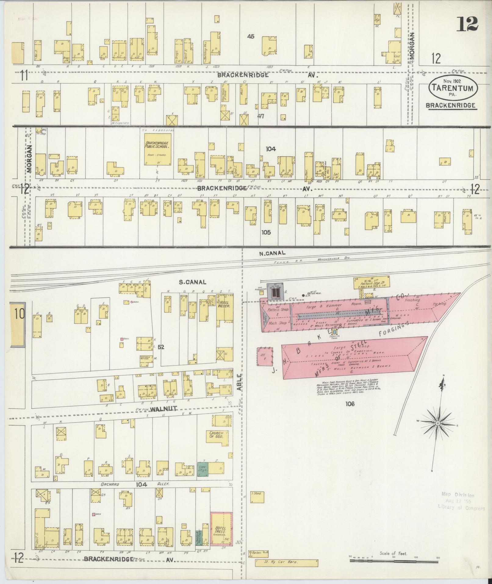 Sanborn Fire Insurance Map from Tarentum, Allegheny County, Pennsylvania (1902), Sheet #0012 - Historic Sanborn Fire Insurance Map Print, vintage old map wall art, antique decor, genealogy gift, Pennsylvania Pennsylvania map