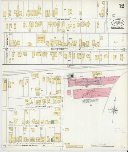 Sanborn Fire Insurance Map from Tarentum, Allegheny County, Pennsylvania (1902), Sheet #0012 - Historic Sanborn Fire Insurance Map Print, vintage old map wall art, antique decor, genealogy gift, Pennsylvania Pennsylvania map