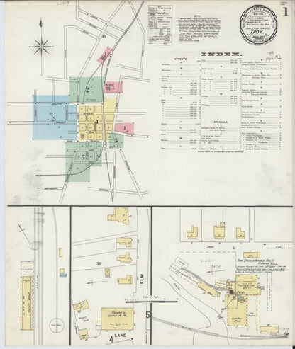 Sanborn Fire Insurance Map from Troy, Pike County, Alabama (1897), Sheet #0001 - Complete Map Set gallery image, historic Sanborn map, vintage wall art, Alabama Alabama