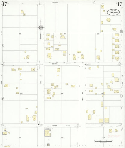 Sanborn Fire Insurance Map from Torrance, Los Angeles County, California (1929), Sheet #0017 - Complete Map Set gallery image, historic Sanborn map, vintage wall art, California California