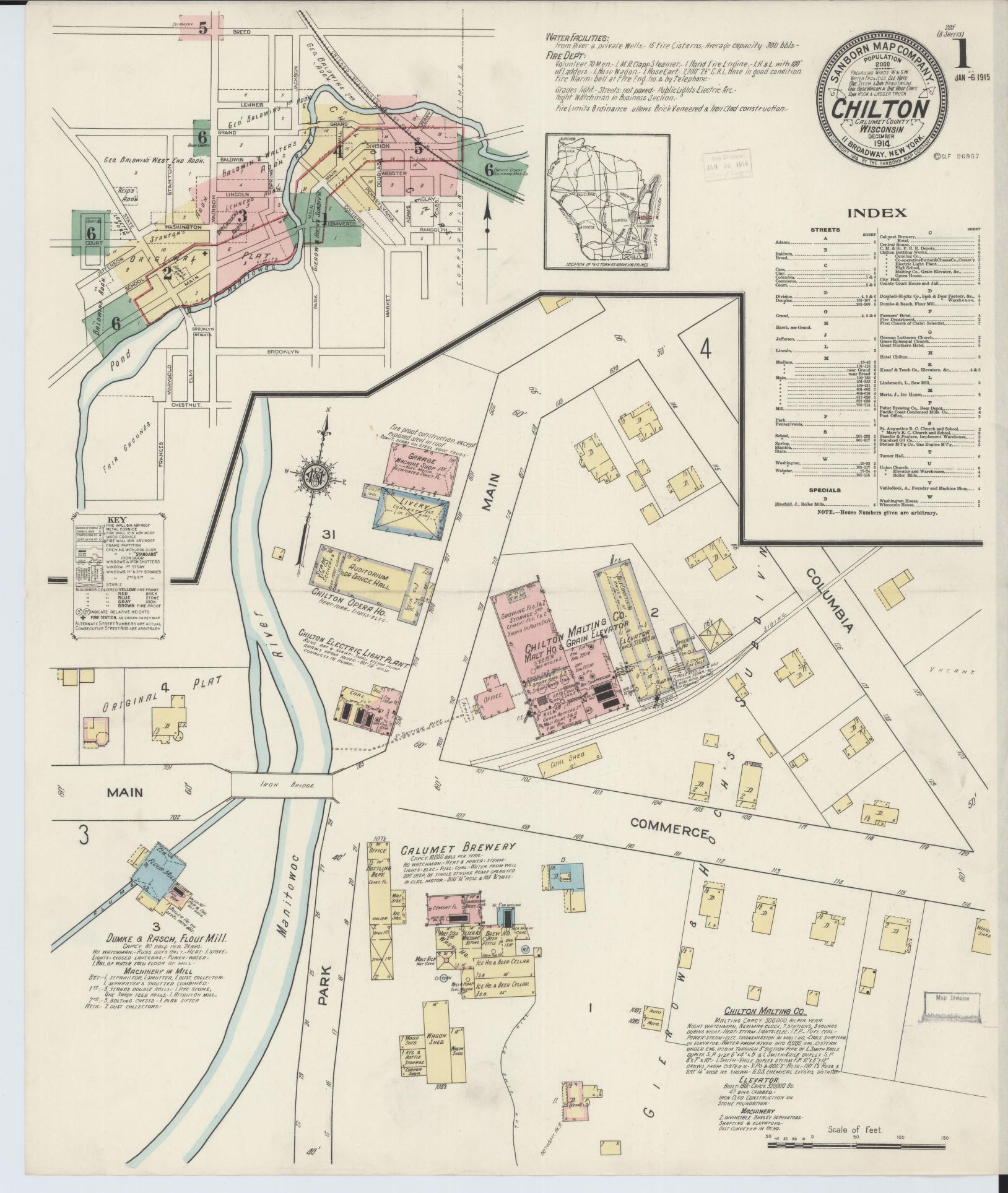 Chilton, Calumet County, Wisconsin (1914) – Sanborn Fire Insurance Map – Map View