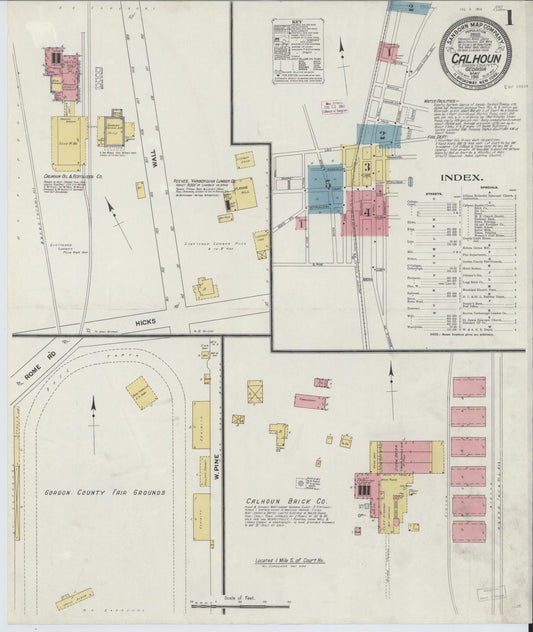 Sanborn Fire Insurance Map from Calhoun, Gordon County, Georgia. (1911) – Historic Sanborn Fire Insurance Map Print