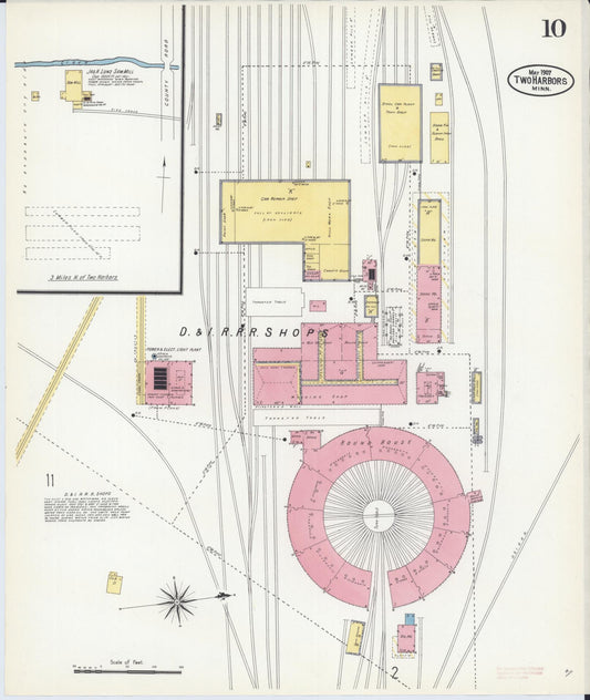 Sanborn Fire Insurance Map from Two Harbors, Lake County, Minnesota (1907), Sheet #0010 - Historic Sanborn Fire Insurance Map Print, vintage old map wall art, antique decor, genealogy gift, Minnesota Minnesota map