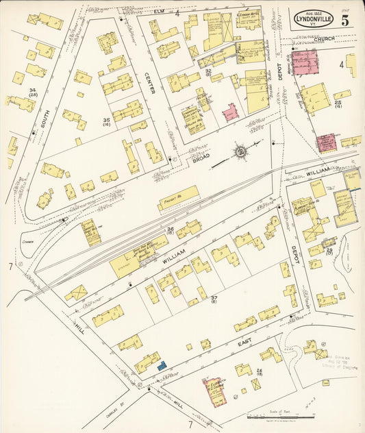 Sanborn Fire Insurance Map from Lyndonville, Caledonia County, Vermont (1922), Sheet #0005 - Historic Sanborn Fire Insurance Map Print, vintage old map wall art, antique decor, genealogy gift, Vermont Vermont map