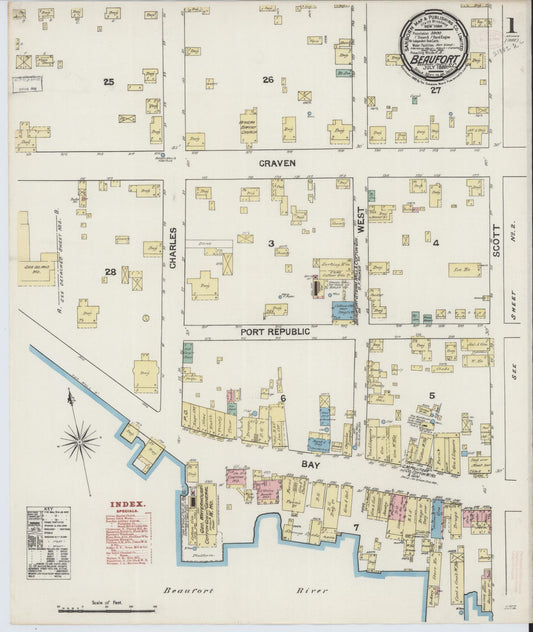 Sanborn Fire Insurance Map from Beaufort, Beaufort County, South Carolina. (1889) – Historic Sanborn Fire Insurance Map Print