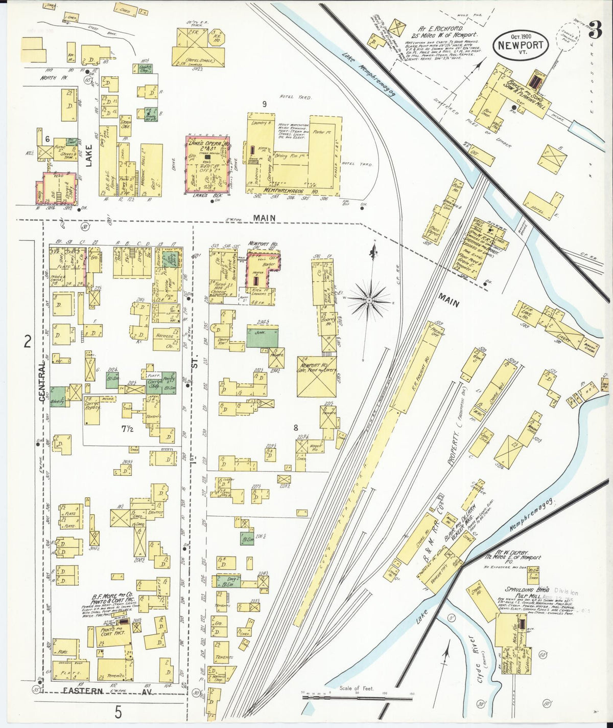 Sanborn Fire Insurance Map from Newport, Orleans County, Vermont (1900), Sheet #0003 - Complete Map Set gallery image, historic Sanborn map, vintage wall art, Vermont Vermont