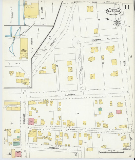 Sanborn Fire Insurance Map from New Rochelle, Westchester County, New York (1903), Sheet #0011 - Historic Sanborn Fire Insurance Map Print, vintage old map wall art, antique decor, genealogy gift, New York New York map