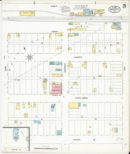 Sanborn Fire Insurance Map from Hays, Ellis County, Kansas (1899), Sheet #0003 - Complete Map Set gallery image, historic Sanborn map, vintage wall art, Kansas Kansas