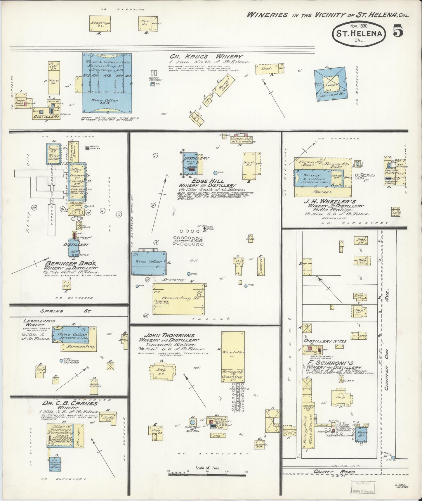 Sanborn Fire Insurance Map from Saint Helena, Napa County, California (1890), Sheet #0005 - Complete Map Set gallery image, historic Sanborn map, vintage wall art, California California