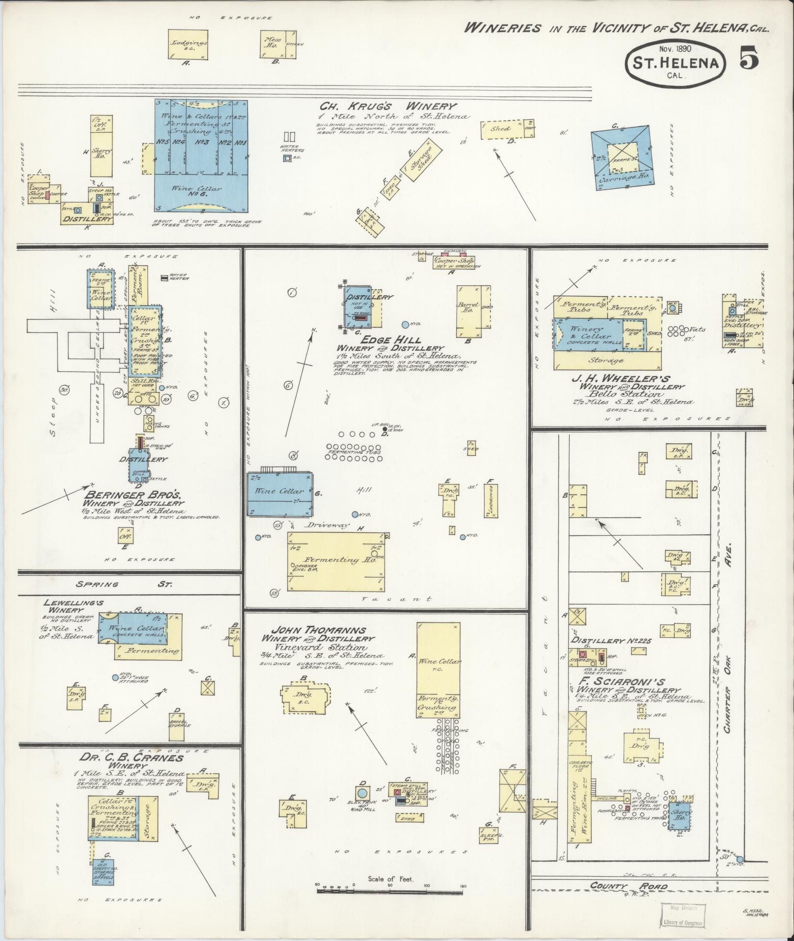 Sanborn Fire Insurance Map from Saint Helena, Napa County, California (1890), Sheet #0005 - Complete Map Set gallery image, historic Sanborn map, vintage wall art, California California