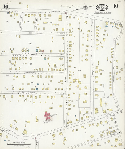 Sanborn Fire Insurance Map from Mount Kisco, Westchester County, New York (1925), Sheet #0010 - Historic Sanborn Fire Insurance Map Print, vintage old map wall art, antique decor, genealogy gift, New York New York map