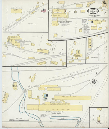 Sanborn Fire Insurance Map from Elkland, Tioga County, Pennsylvania (1897), Sheet #0002 - Historic Sanborn Fire Insurance Map Print, vintage old map wall art, antique decor, genealogy gift, Pennsylvania Pennsylvania map