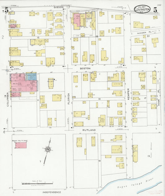 Sanborn Fire Insurance Map from Covington, Saint Tammany Parish, Louisiana (1927), Sheet #0005 - Historic Sanborn Fire Insurance Map Print, vintage old map wall art, antique decor, genealogy gift, Louisiana Louisiana map