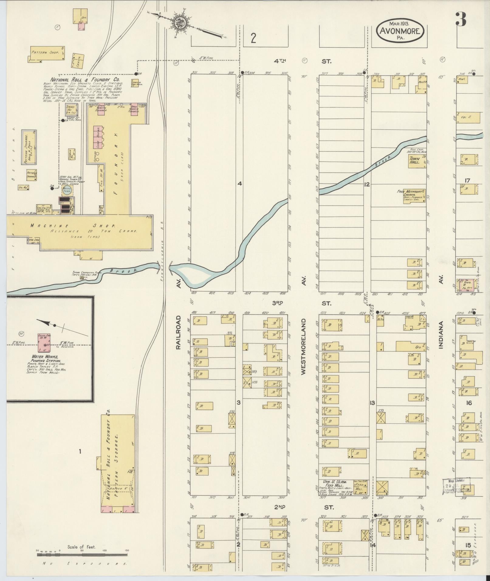 Sanborn Fire Insurance Map from Avonmore, Westmoreland County, Pennsylvania (1913), Sheet #0003 - Historic Sanborn Fire Insurance Map Print, vintage old map wall art, antique decor, genealogy gift, Pennsylvania Pennsylvania map