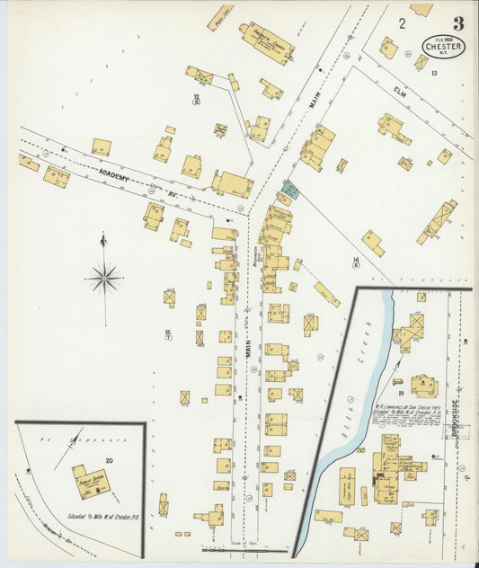 Sanborn Fire Insurance Map from Chester, Orange County, New York (1900), Sheet #0003 - Historic Sanborn Fire Insurance Map Print, vintage old map wall art, antique decor, genealogy gift, New York New York map