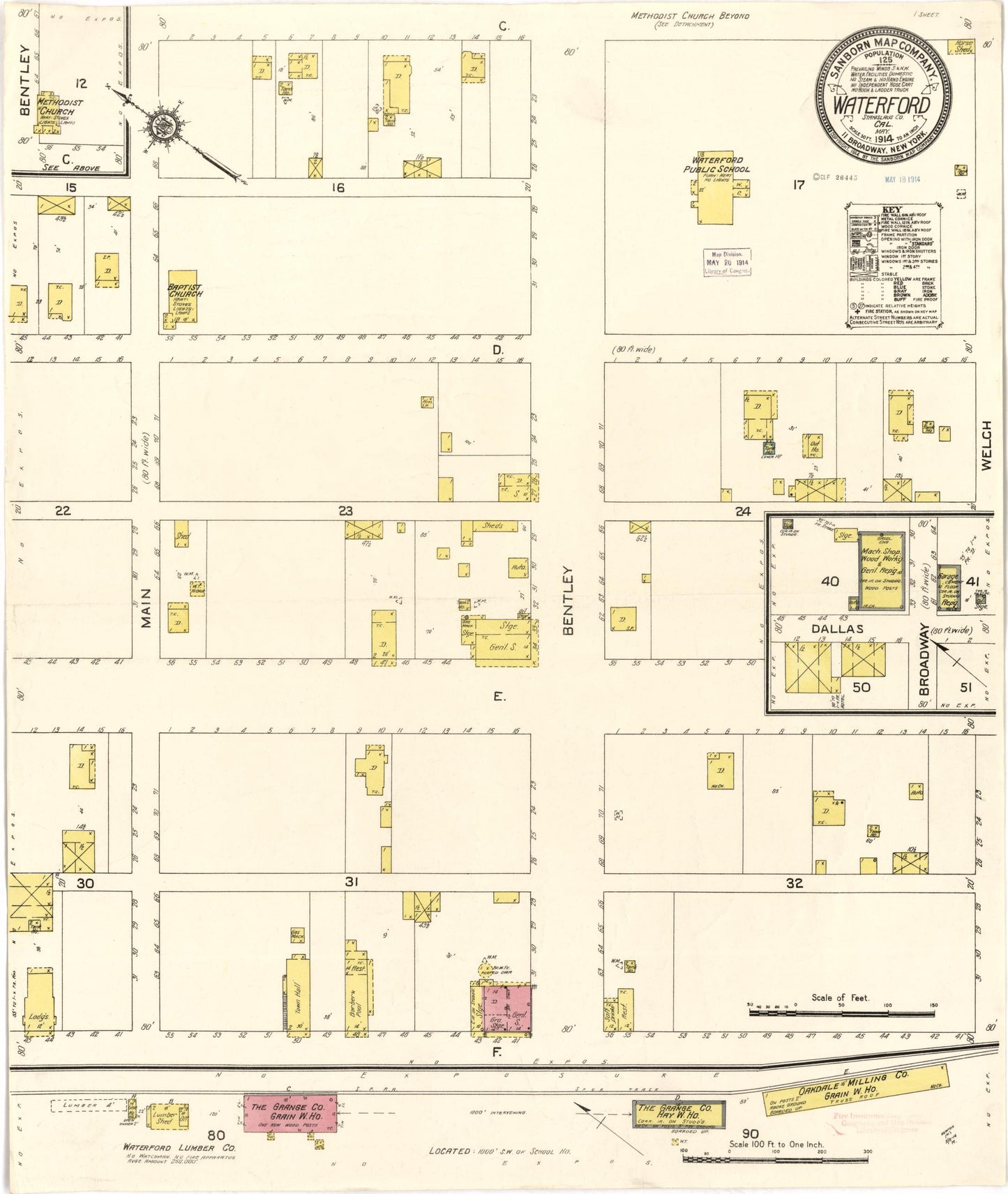 Sanborn Fire Insurance Map from Waterford, Stanislaus County, California (1914), Sheet #0001 - Complete Map Set gallery image, historic Sanborn map, vintage wall art, California California