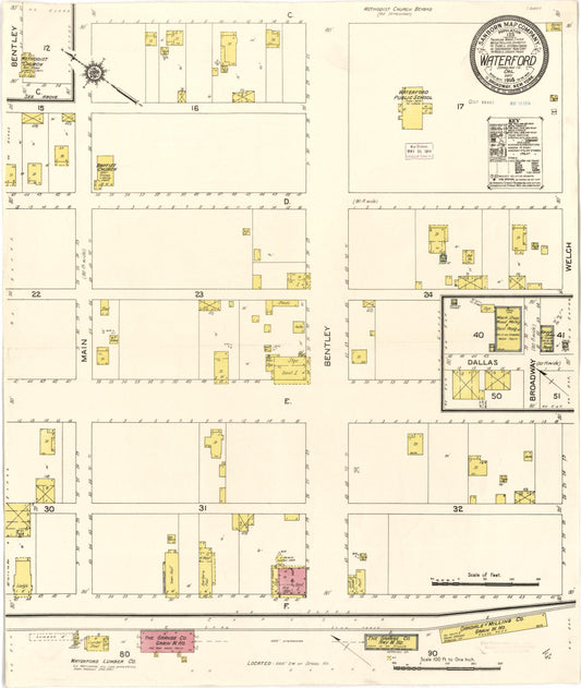 Sanborn Fire Insurance Map from Waterford, Stanislaus County, California (1914), Sheet #0001 - Complete Map Set gallery image, historic Sanborn map, vintage wall art, California California