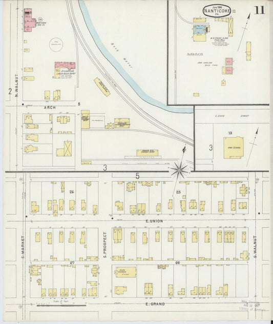 Sanborn Fire Insurance Map from Nanticoke, Luzerne County, Pennsylvania (1896), Sheet #0011 - Historic Sanborn Fire Insurance Map Print, vintage old map wall art, antique decor, genealogy gift, Pennsylvania Pennsylvania map