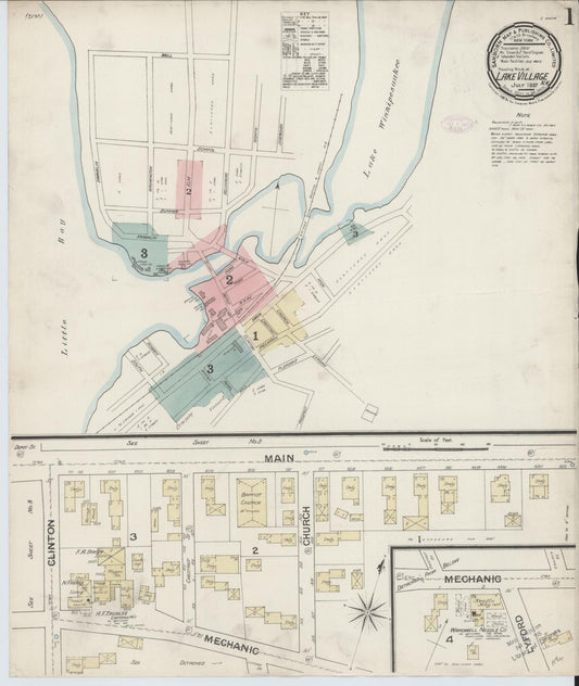 Sanborn Fire Insurance Map from Lake Village, Belknap County, New Hampshire (1887), Sheet #0001 - Complete Map Set gallery image, historic Sanborn map, vintage wall art, New Hampshire New Hampshire