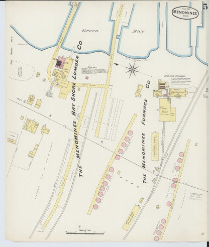 Sanborn Fire Insurance Map from Menominee, Menominee County, Michigan (1887), Sheet #0005 - Historic Sanborn Fire Insurance Map Print, vintage old map wall art, antique decor, genealogy gift, Michigan Michigan map
