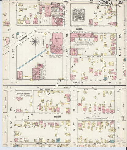 Sanborn Fire Insurance Map from Quincy, Adams County, Illinois (1883), Sheet #0019 - Complete Map Set gallery image, historic Sanborn map, vintage wall art, Illinois Illinois
