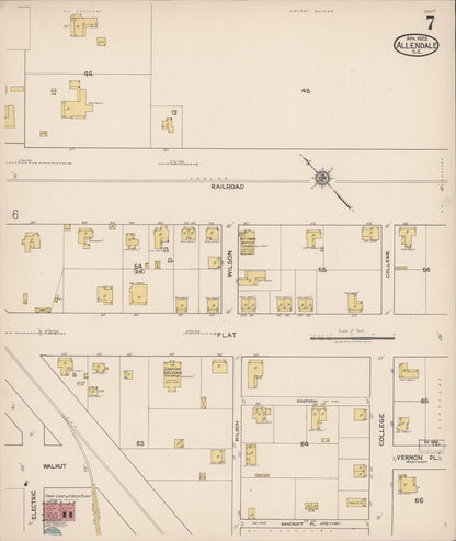 Sanborn Fire Insurance Map from Allendale, Allendale County, South Carolina (1922), Sheet #0007 - Complete Map Set gallery image, historic Sanborn map, vintage wall art, South Carolina South Carolina