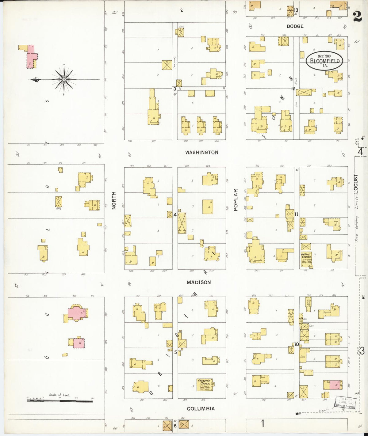 Sanborn Fire Insurance Map from Bloomfield, Davis County, Iowa (1900), Sheet #0002 - Historic Sanborn Fire Insurance Map Print