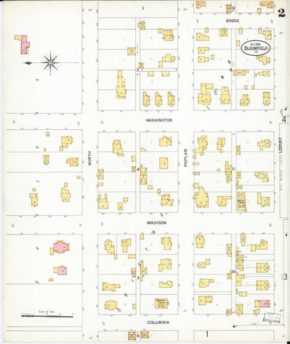 Sanborn Fire Insurance Map from Bloomfield, Davis County, Iowa (1900), Sheet #0002 - Historic Sanborn Fire Insurance Map Print