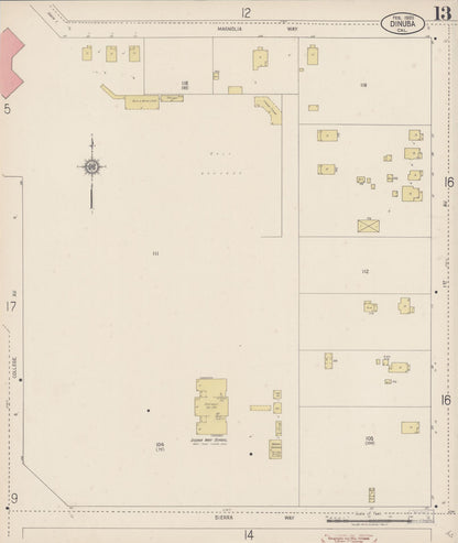 Sanborn Fire Insurance Map from Dinuba, Tulare County, California (1920), Sheet #0013 - Complete Map Set gallery image, historic Sanborn map, vintage wall art, California California