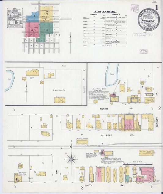 Sanborn Fire Insurance Map from Sumner, Lawrence County, Illinois (1906), Sheet #0001 - Historic Sanborn Fire Insurance Map Print, vintage old map wall art, antique decor, genealogy gift, Illinois Illinois map